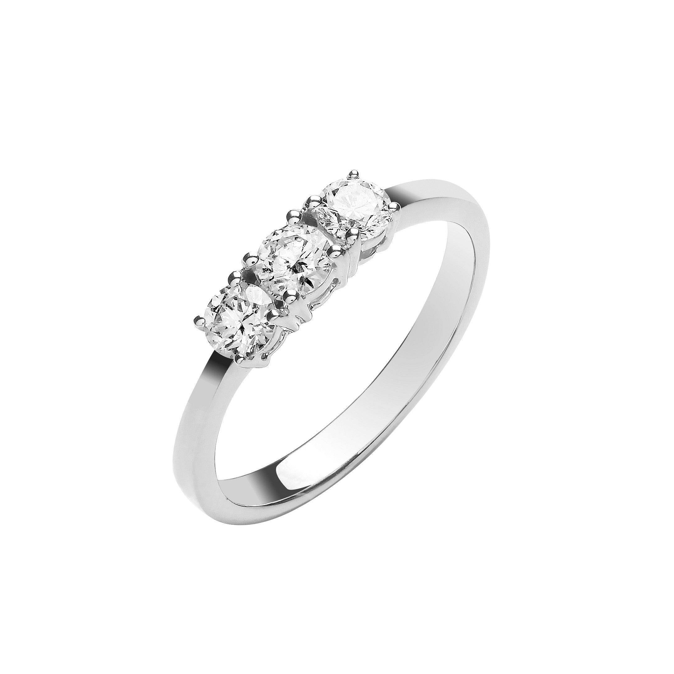 18ct White Gold 0.50ct Diamond Trilogy Ring - 18ct Gold