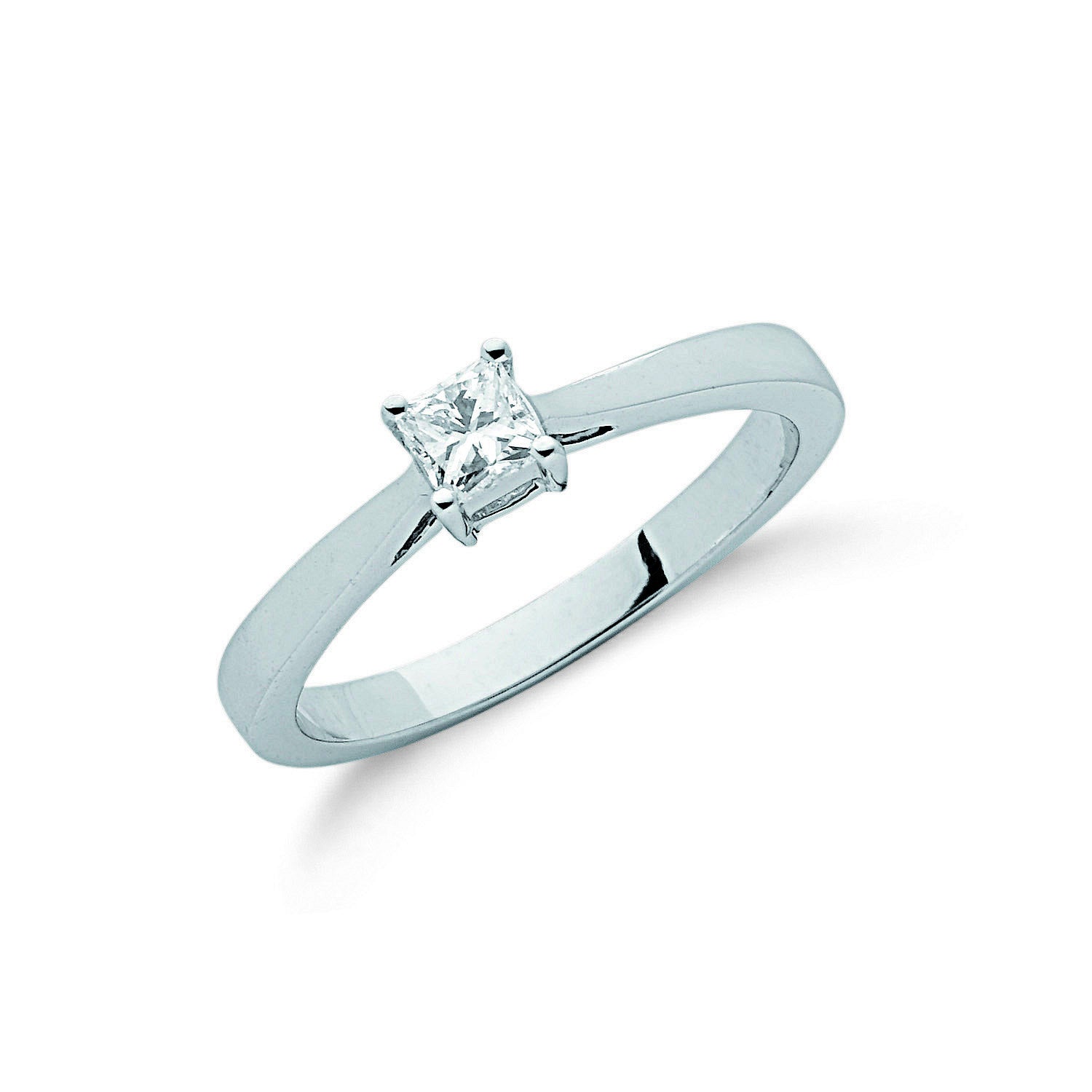 9ct White Gold 0.25ct Princess Cut Diamond Engagement Ring - 9ct Gold