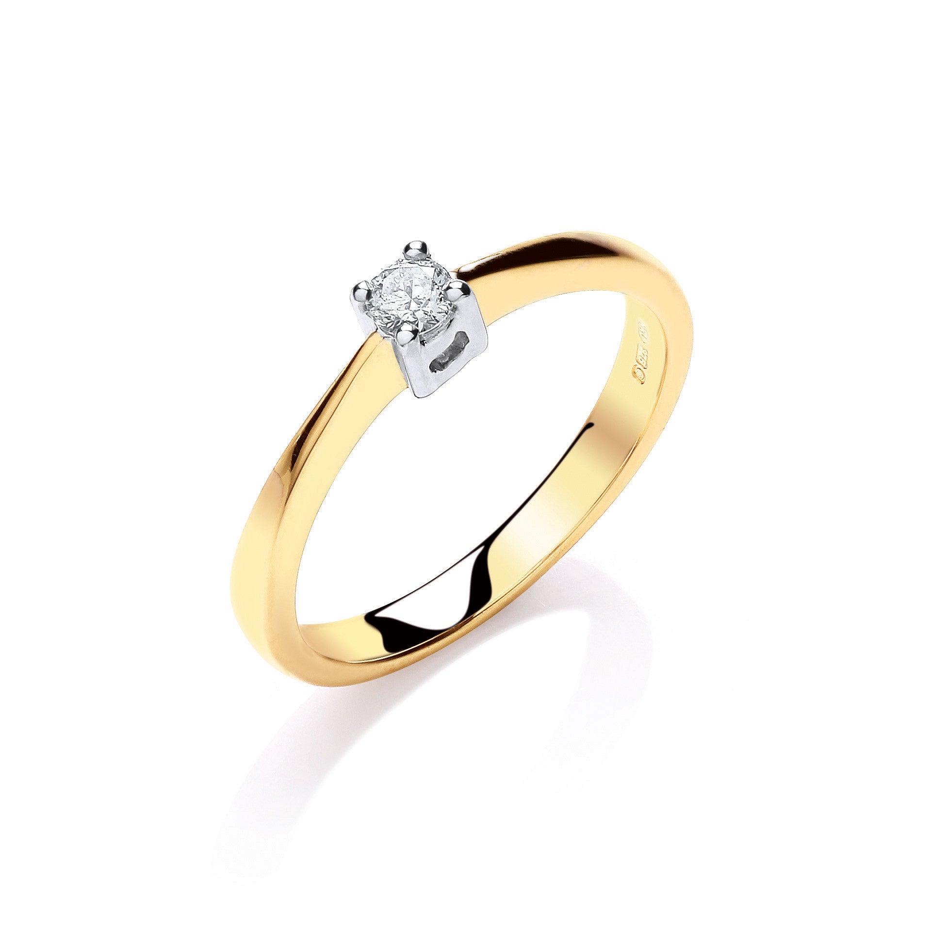 Bague de Fiançailles en Or Jaune 9 carats et Diamant 0,15 carat - Or 9 carats