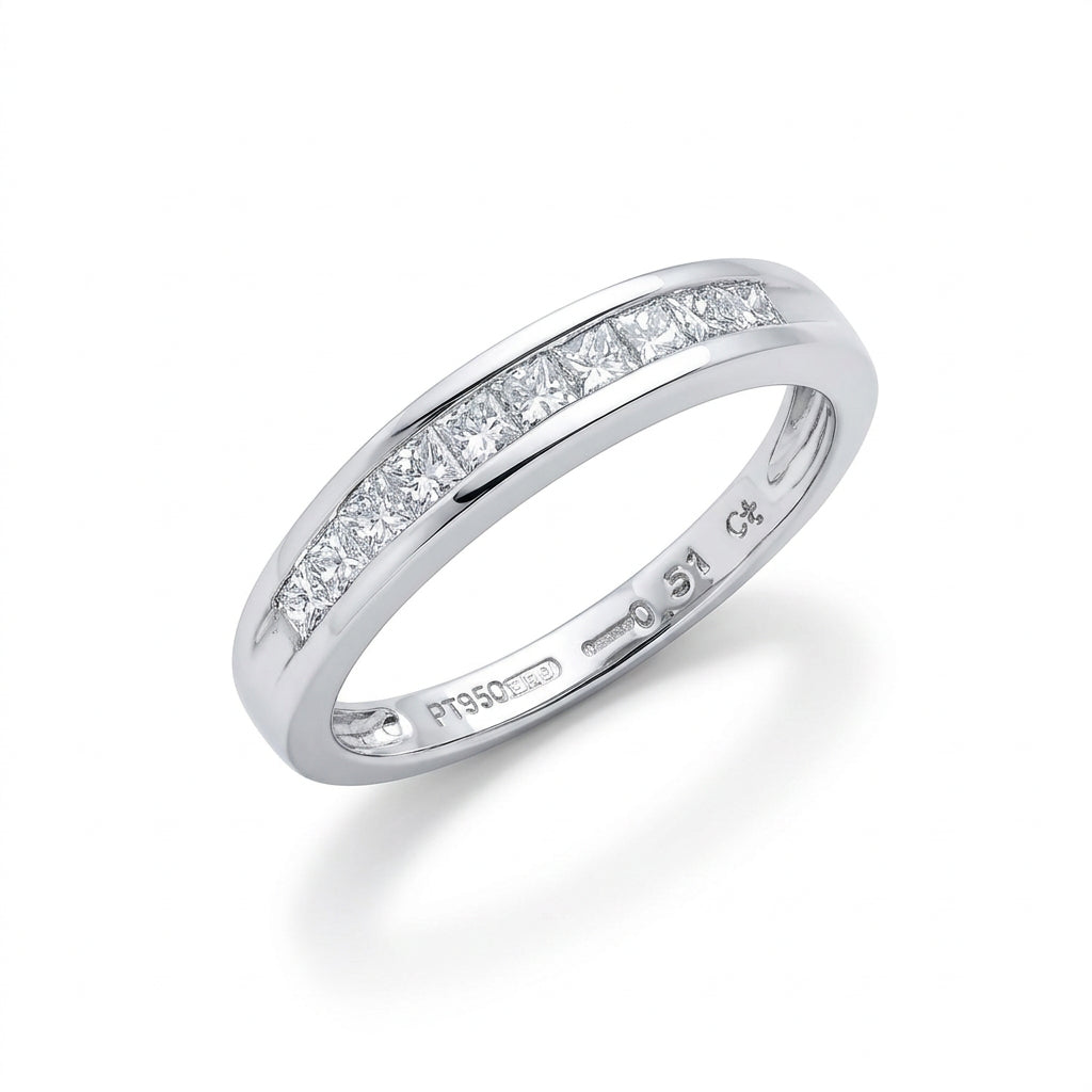 Platinum 0.50ct G/H-Vs Princess Cut Eternity Diamond Ring