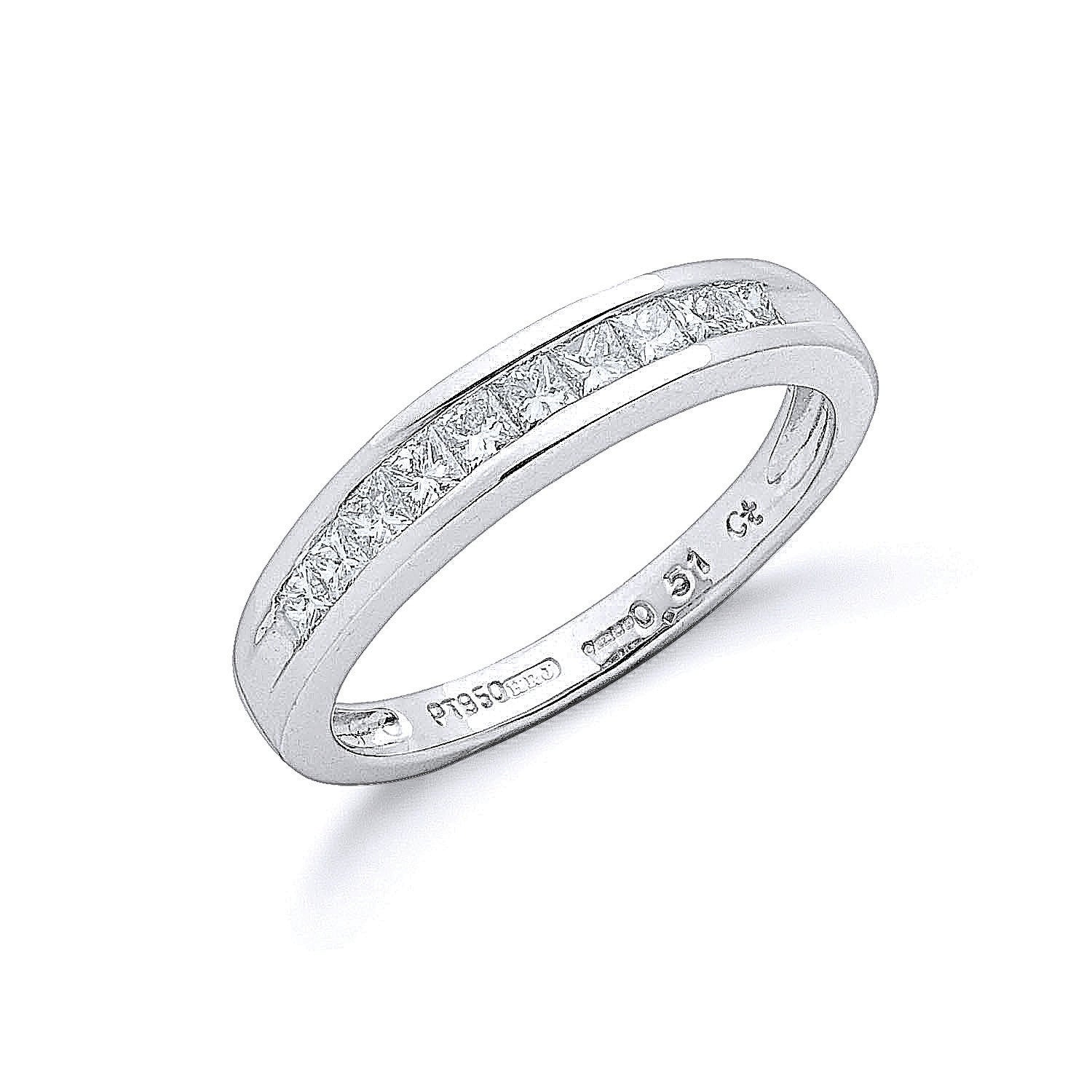 Platinum 0.50ct G/H-Vs Princess Cut Eternity Diamond Ring - Platinum
