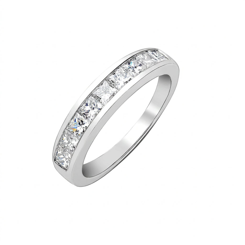 Platinum 1.00ct G/H-Vs Princess Cut Eternity Diamond Ring