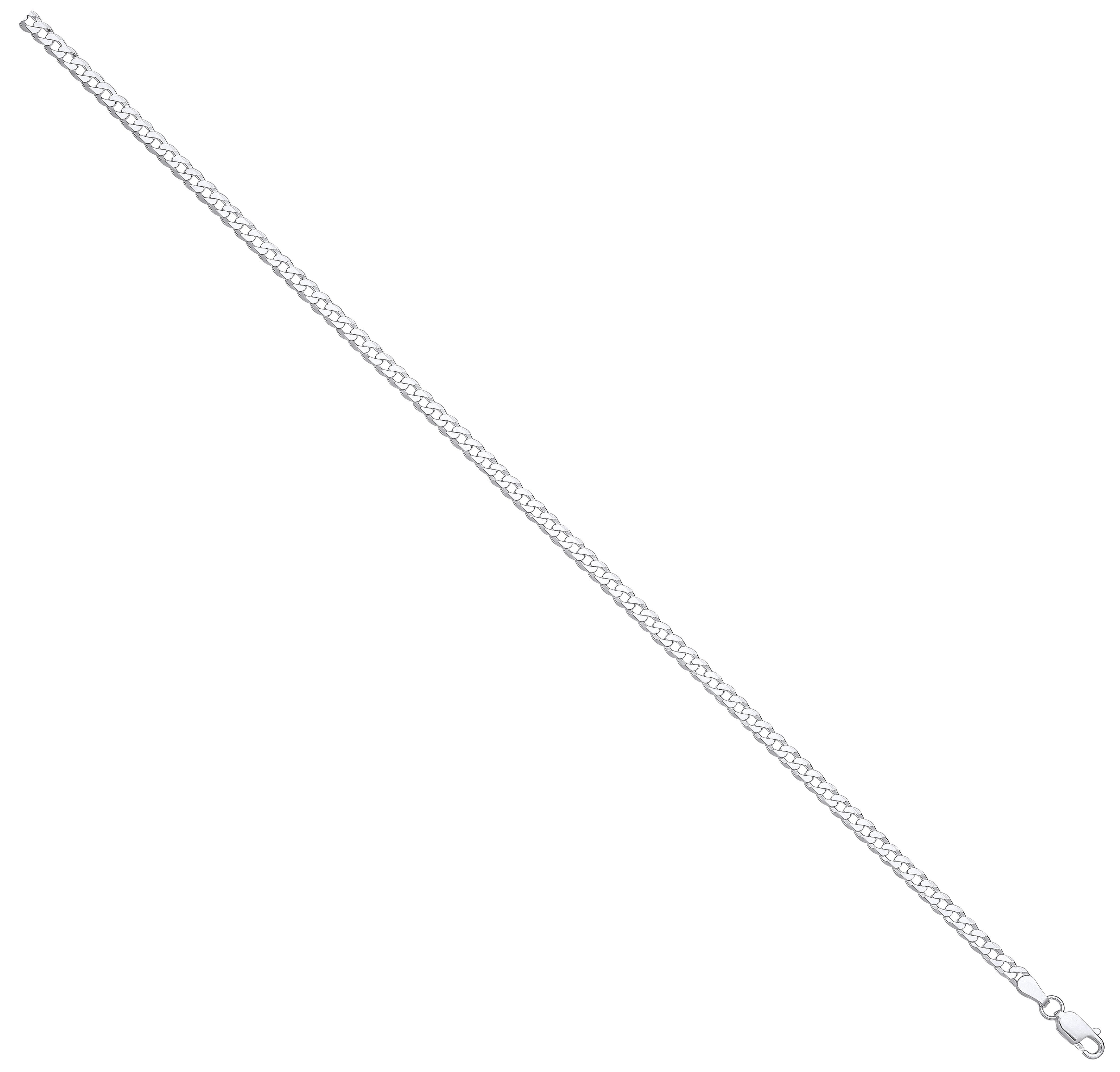 Silver 3.3mm Economy Flat Curb Chain - Silver
