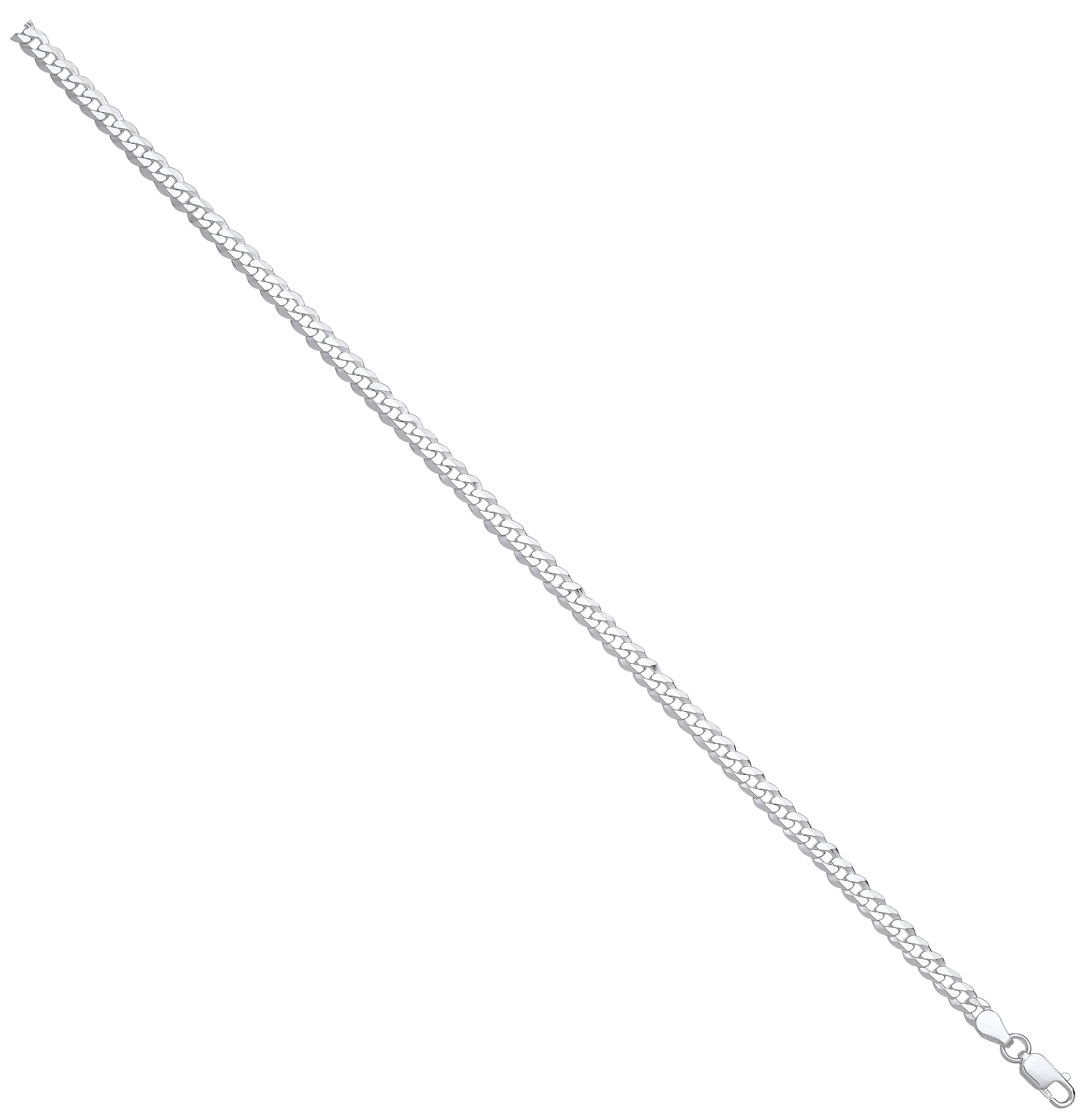 Silver 4.3mm Economy Flat Curb Chain - Silver
