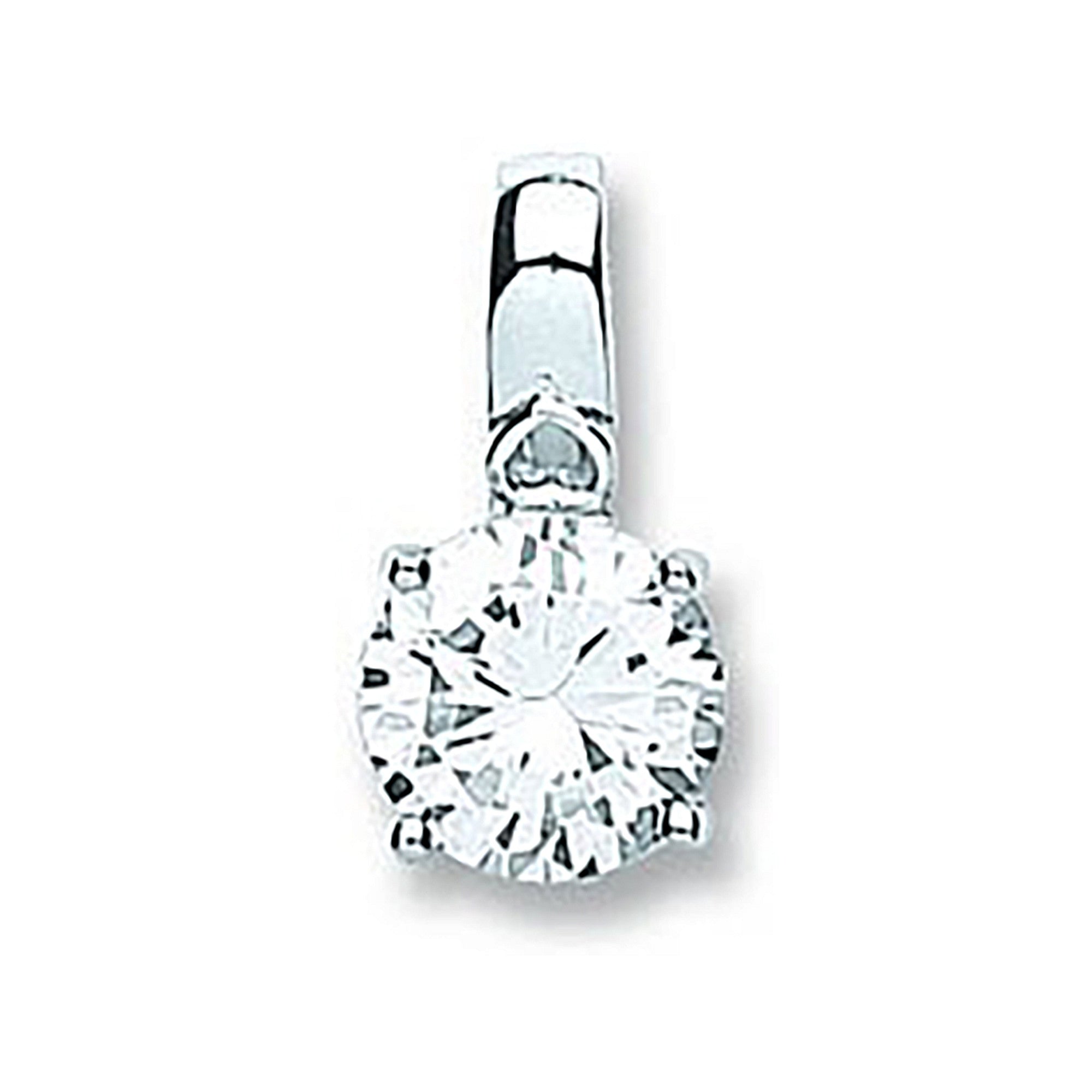 Silver Claw Set Cubic Zirconia Single Stone Pendant - Silver