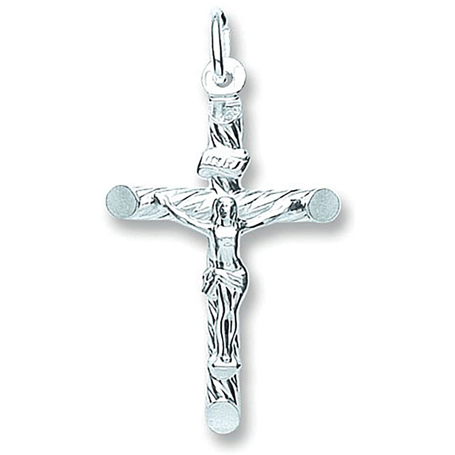 Silver Fancy Tubed Crucifix - Silver