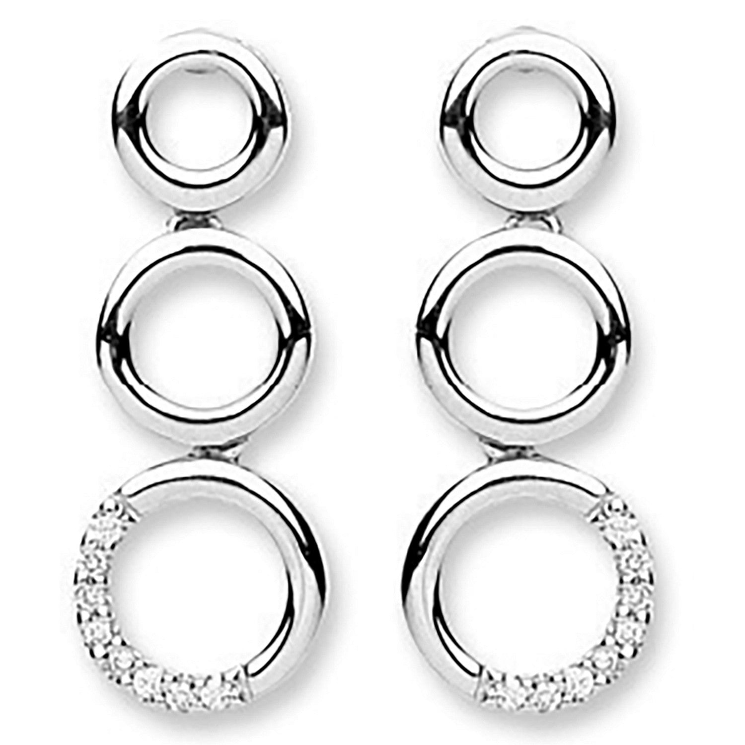 9ct White Gold 0.08ct Diamond Drop Earrings - 9ct Gold