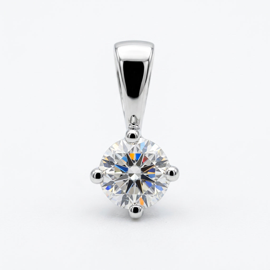 18ct White Gold 0.35ct Claw Set Diamond Solitaire Pendant