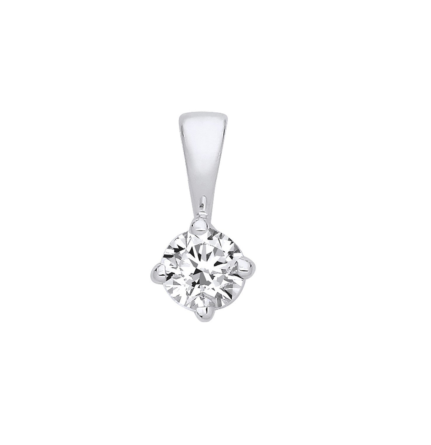 18ct White Gold 0.35ct Claw Set Diamond Solitaire Pendant - 18ct Gold
