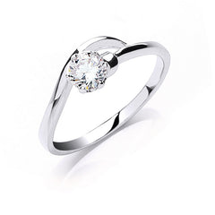 Silver Claw Set Cubic Zirconia Solitaire Ring