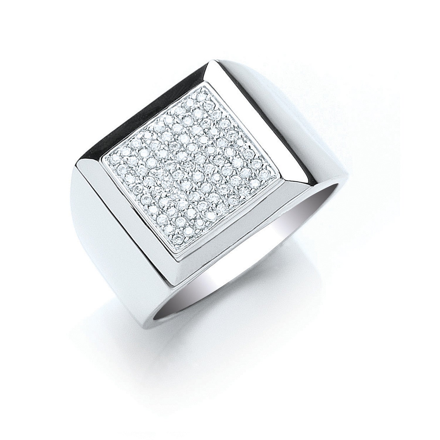 Silver Gents Cubic Zirconia Ring - Silver