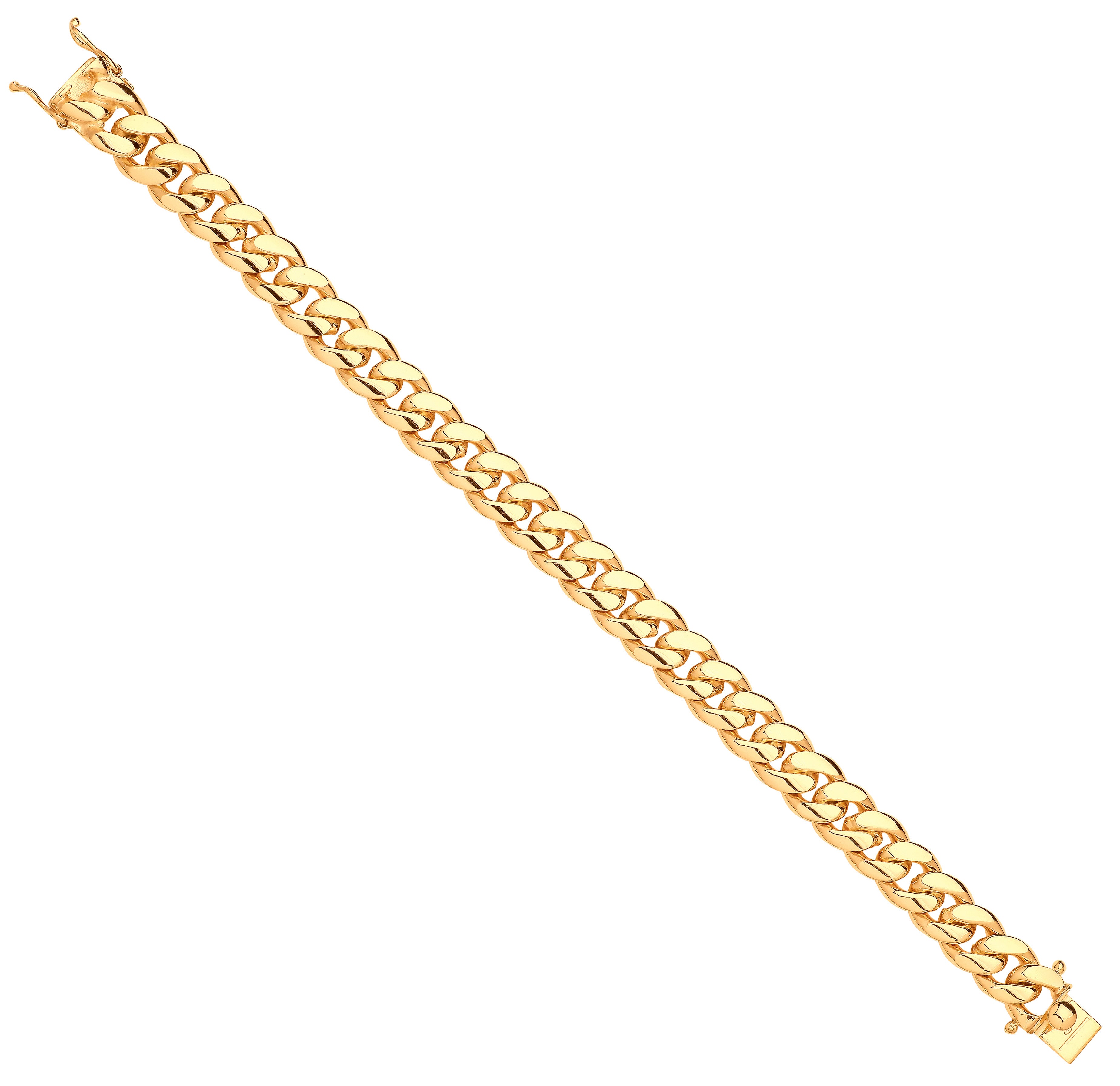 Yellow Gold 10mm Cuban Link Solid Gents Bracelet - 9ct Gold