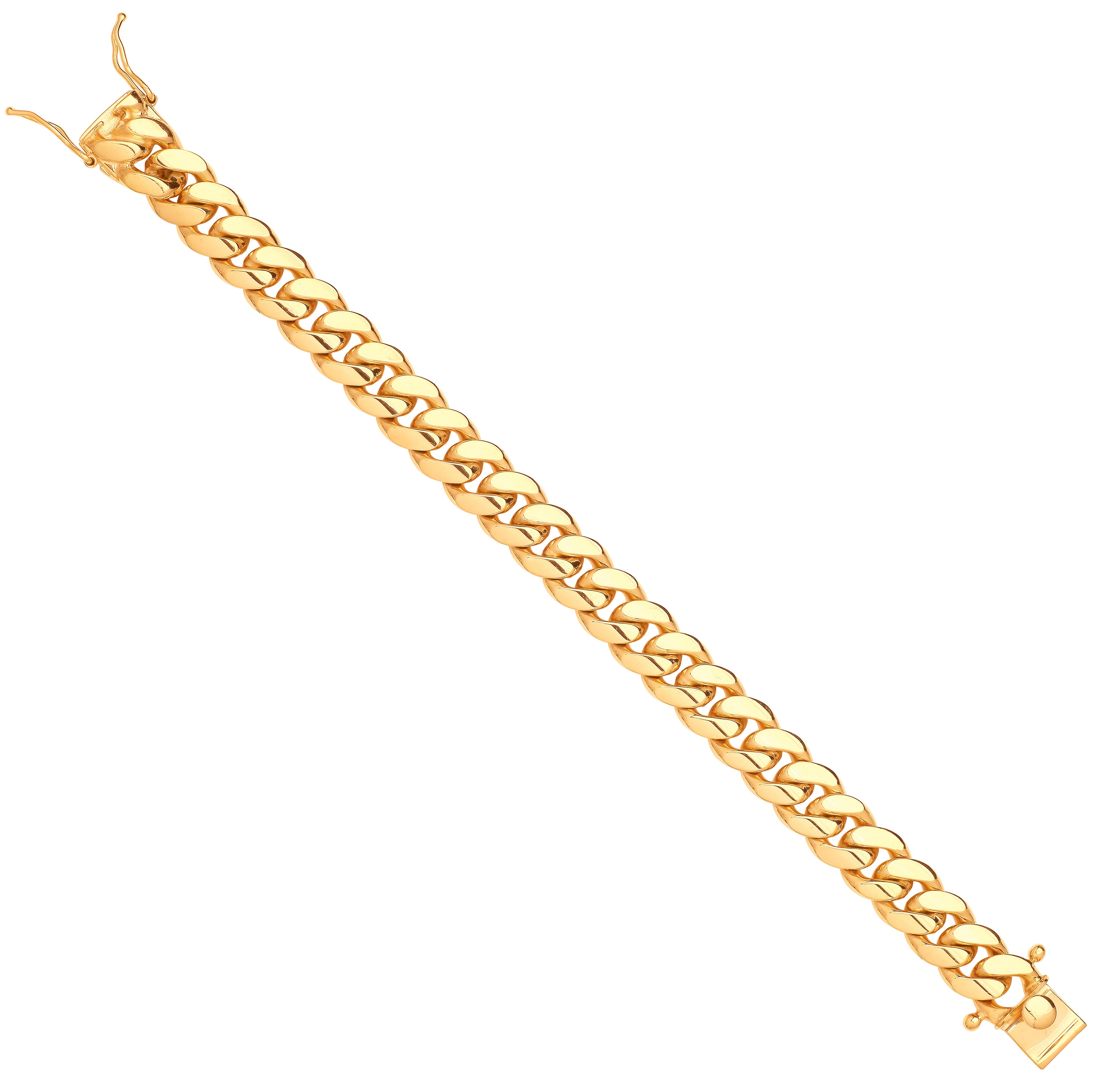 Yellow Gold 12mm Cuban Link Solid Gents Bracelet - 9ct Gold