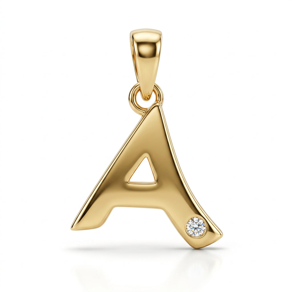 9ct Yellow Gold 0.01ct Diamond A Initial