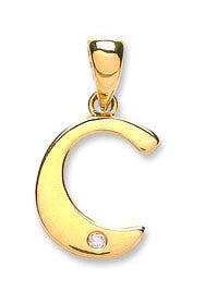 9ct Yellow Gold 0.01ct Diamond C Initial - 9ct Gold