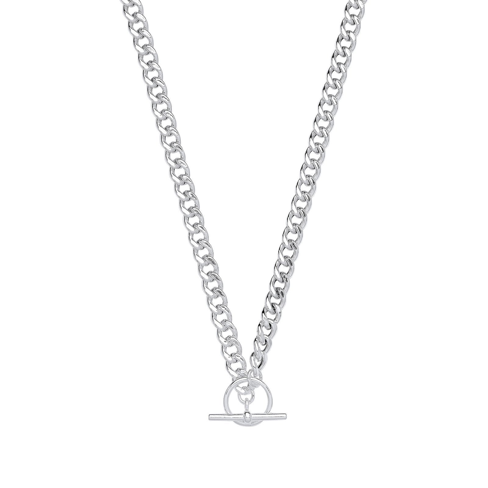 Silver T-Bar Curb Chain Necklace/Bracelet