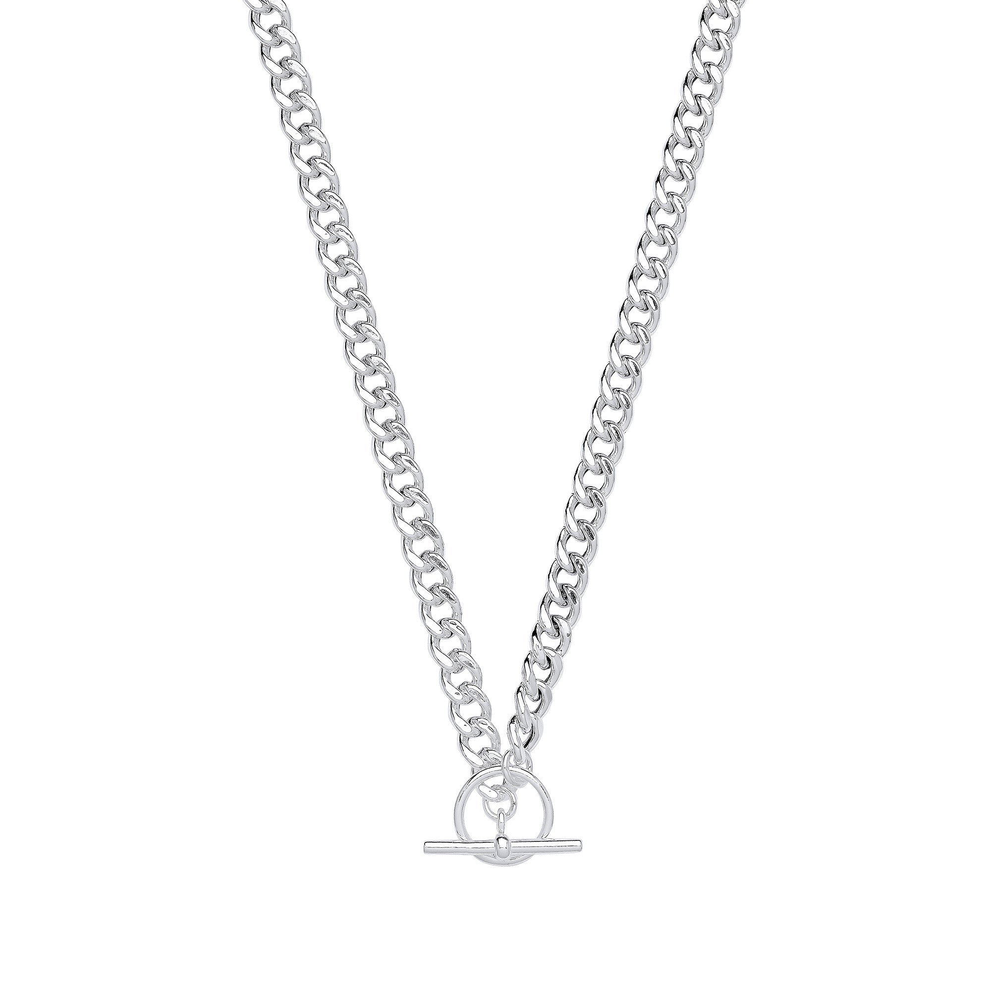 Silver T-Bar Curb Chain Necklace/Bracelet - Silver