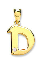 9ct Yellow Gold 0.01ct Diamond D Initial - 9ct Gold