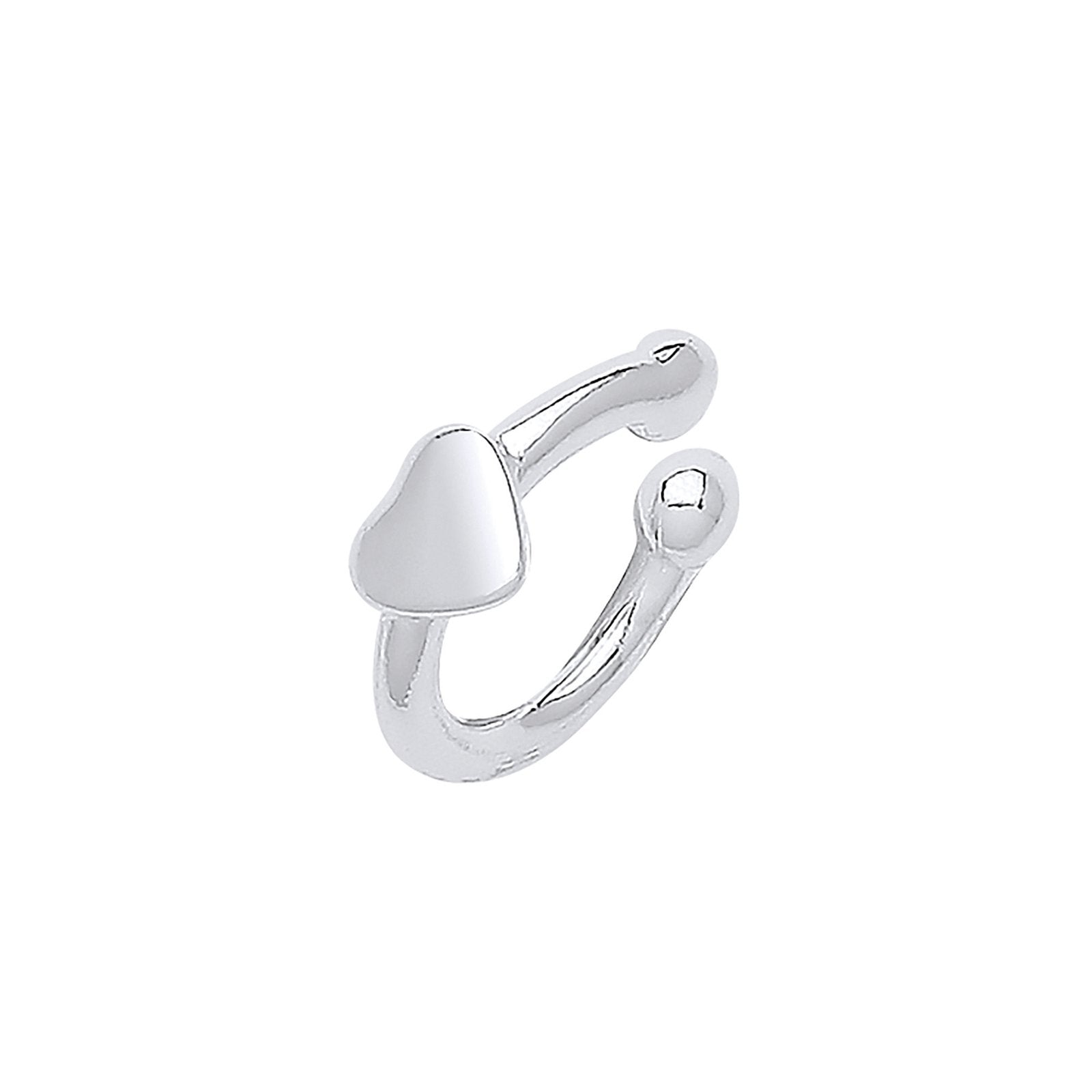 Silver Plain Cuff with Heart