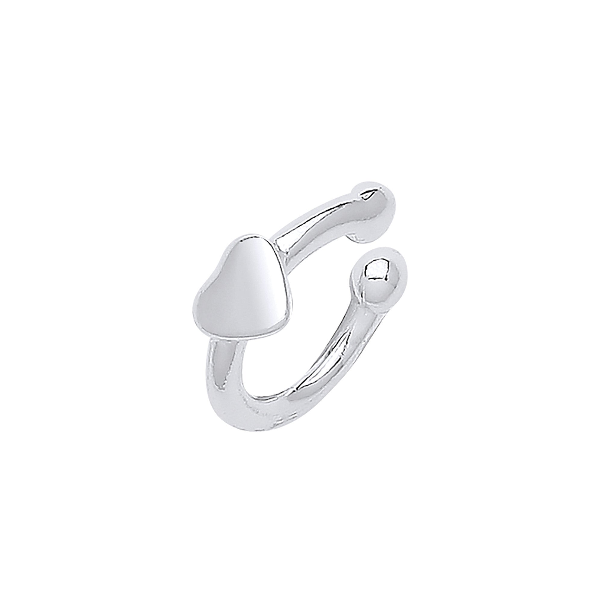 Silver Plain Cuff with Heart - Silver
