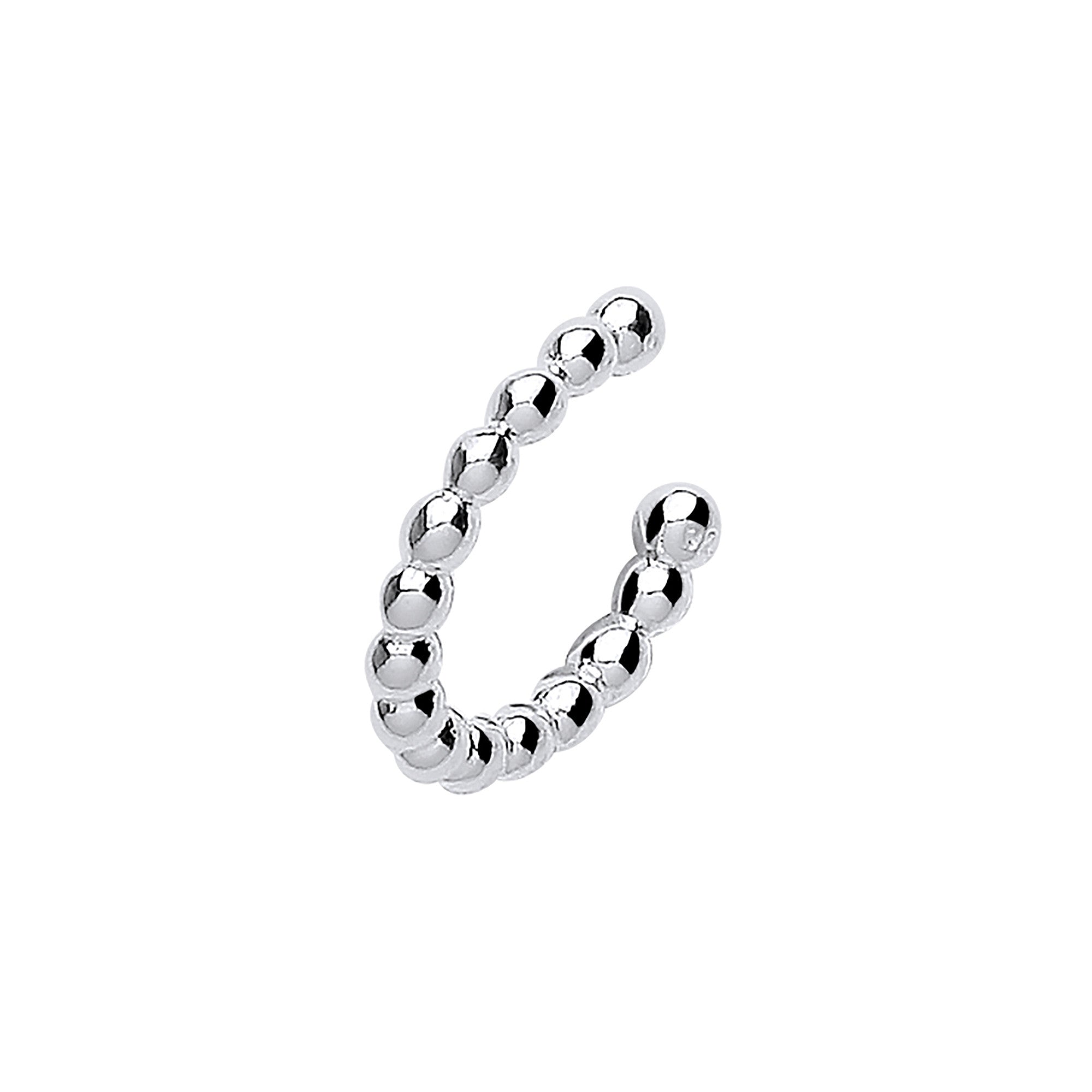 Manchette d'oreille à perles argentées - Argent
