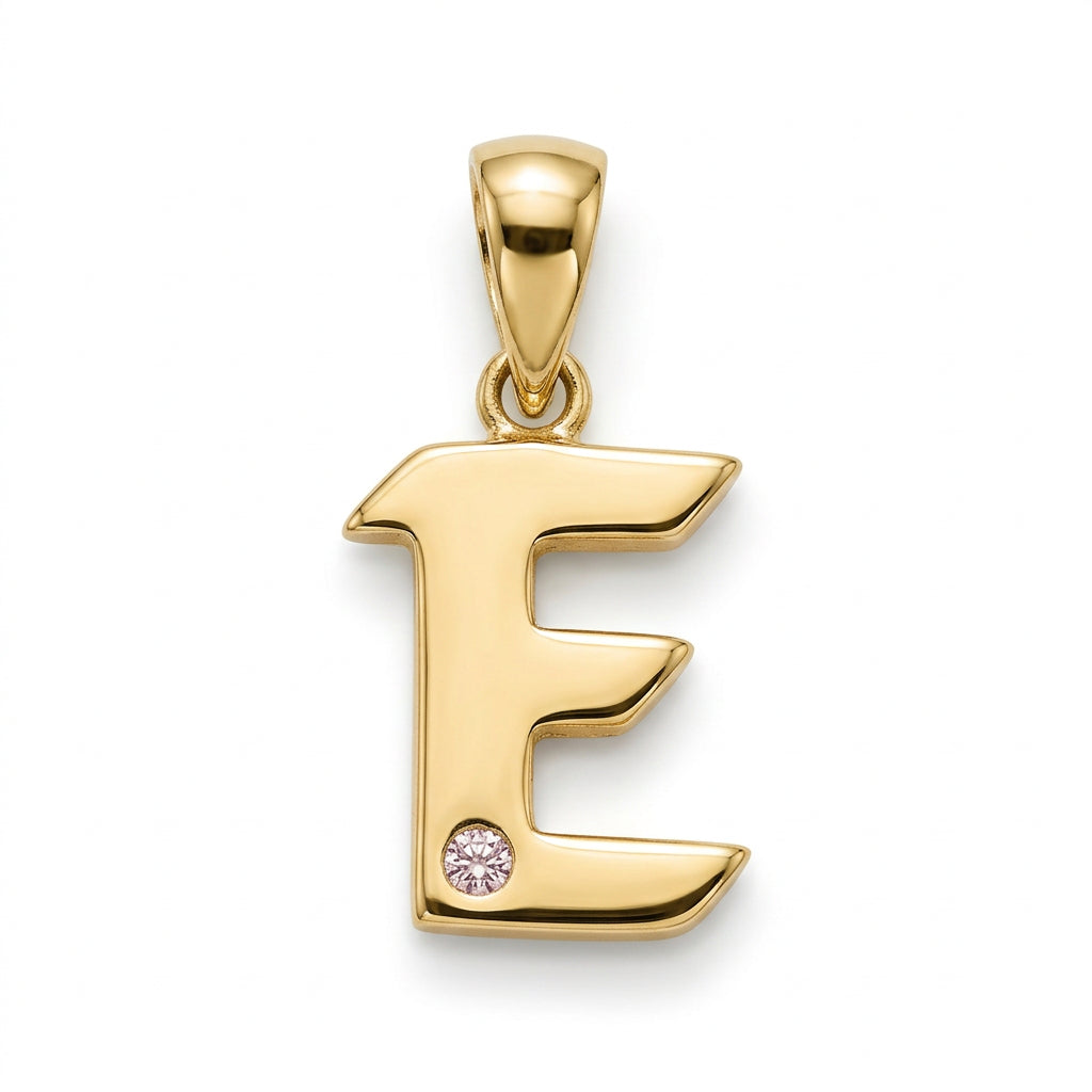 9ct Yellow Gold 0.01ct Diamond E Initial
