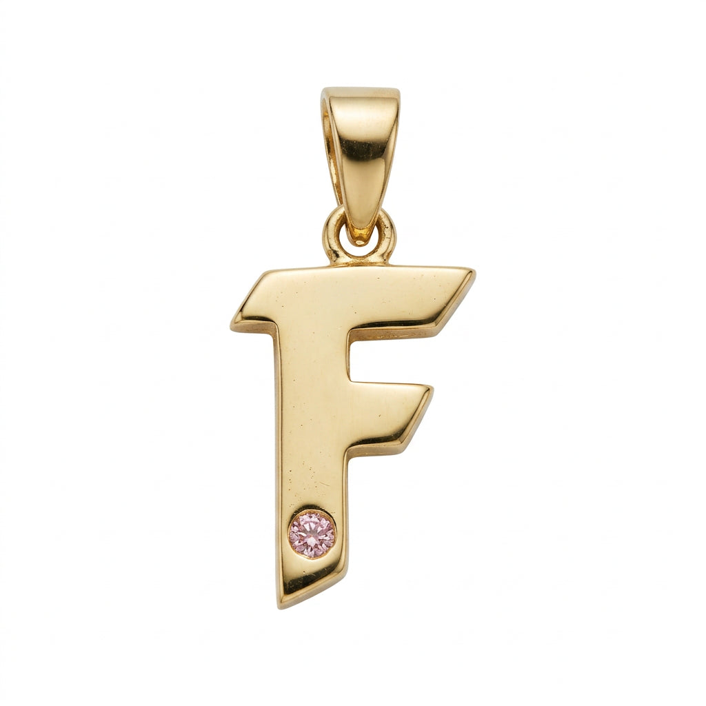 9ct Yellow Gold 0.01ct Diamond F Initial