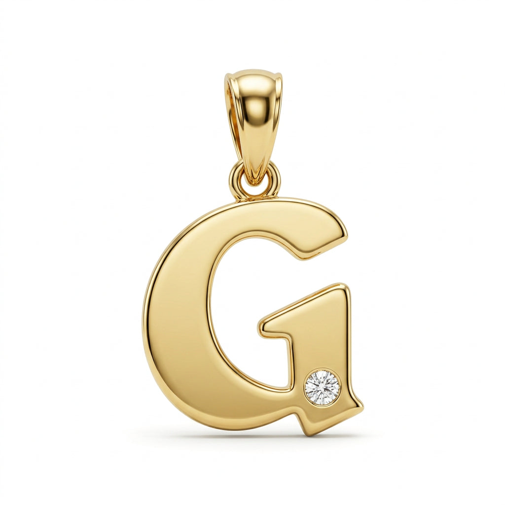 9ct Yellow Gold 0.01ct Diamond G Initial