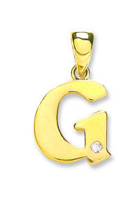 9ct Yellow Gold 0.01ct Diamond G Initial - 9ct Gold