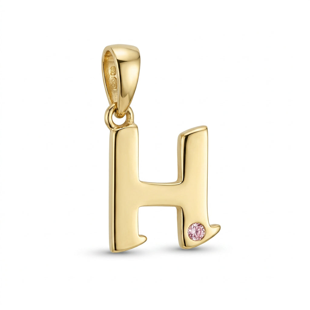 9ct Yellow Gold 0.01ct Diamond H Initial