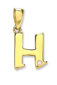 9ct Yellow Gold 0.01ct Diamond H Initial - 9ct Gold