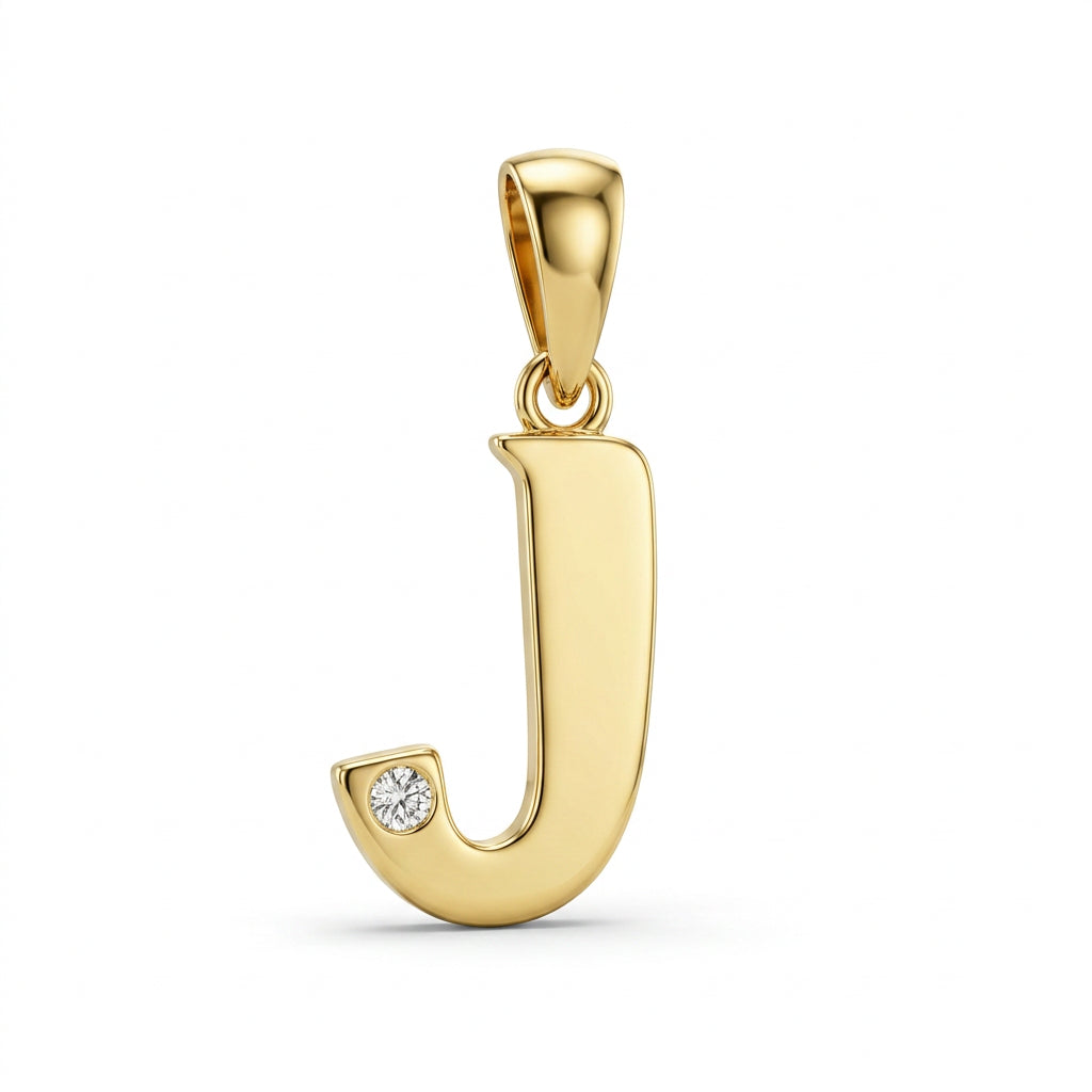 9ct Yellow Gold 0.01ct Diamond J Initial