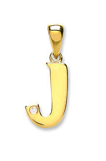 9ct Yellow Gold 0.01ct Diamond J Initial - 9ct Gold