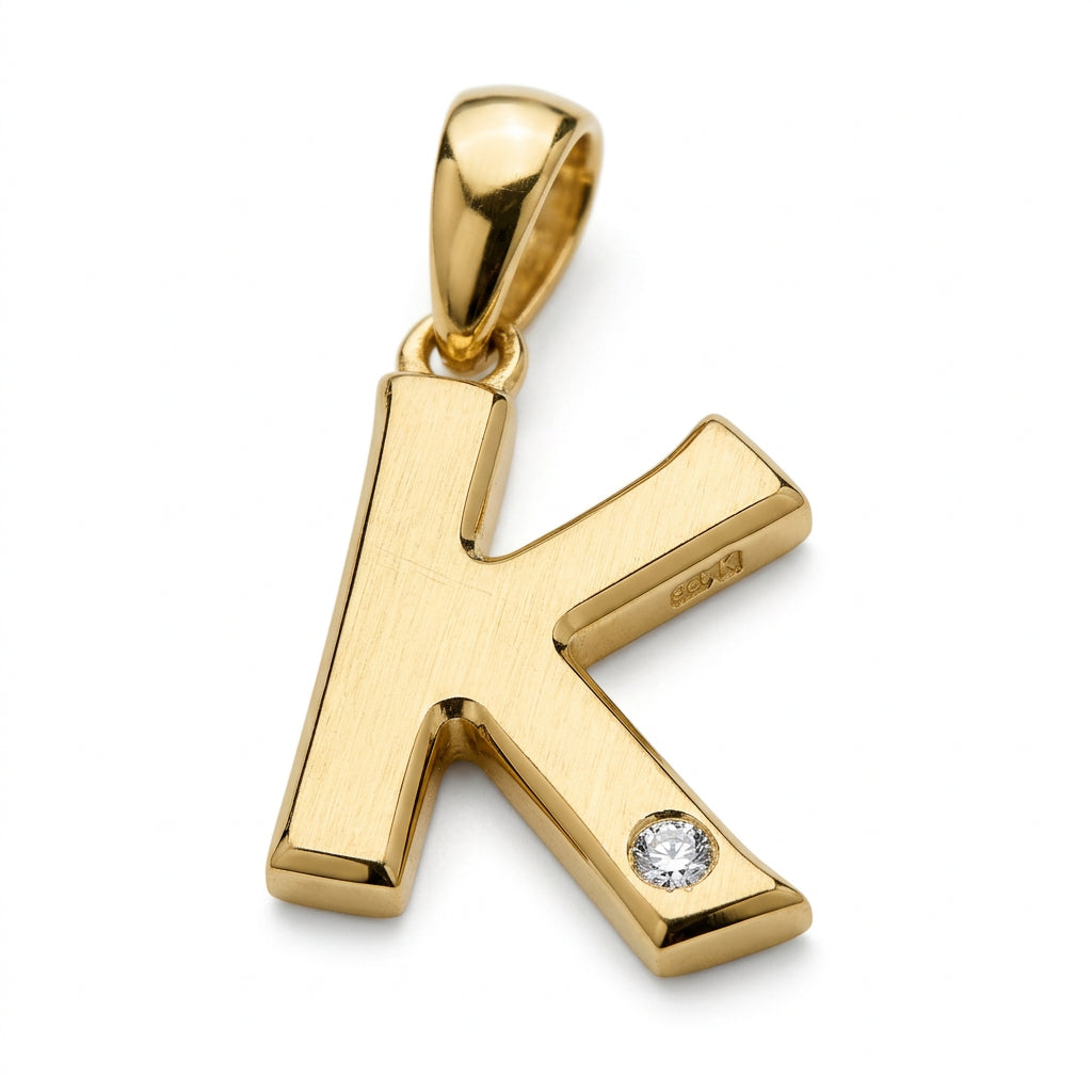 9ct Yellow Gold 0.01ct Diamond K Initial