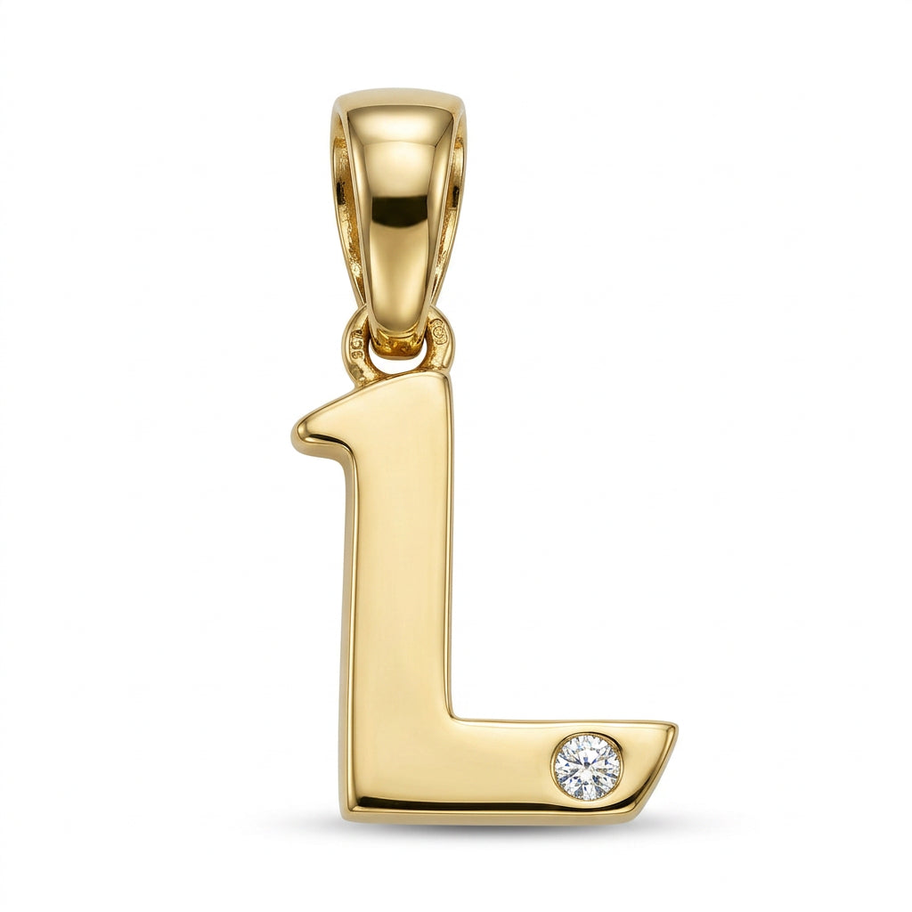 9ct Yellow Gold 0.01ct Diamond L Initial