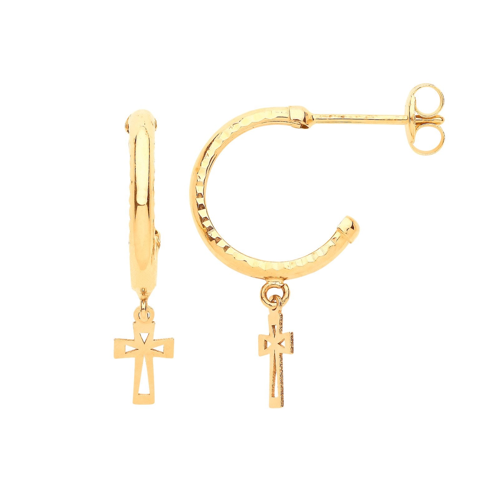 Y/G D/C Hoop Studs with Cross Drop