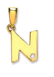 9ct Yellow Gold 0.01ct Diamond N Initial - 9ct Gold