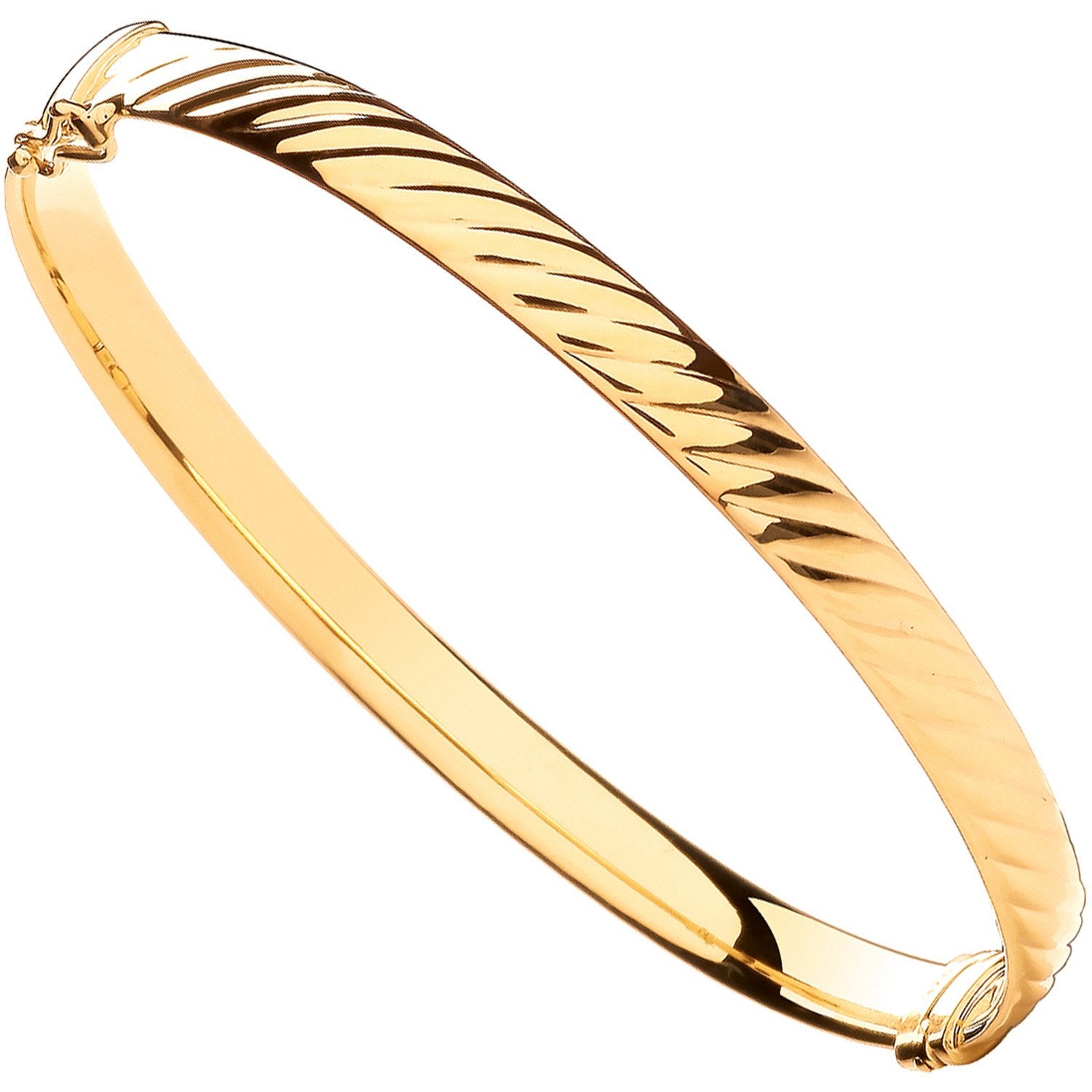 Y/G Ribbed Design Hollow Oval Bangle