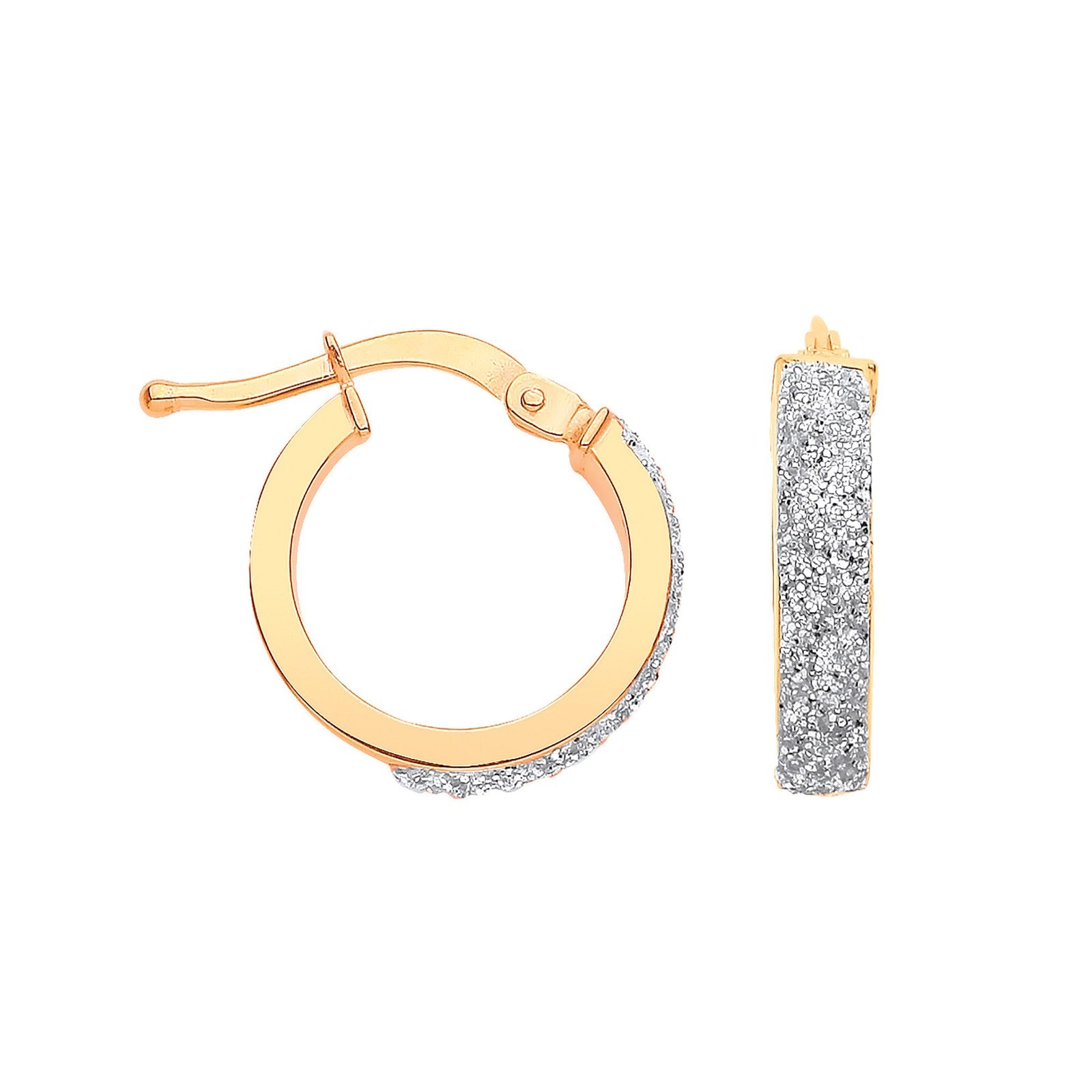 Y/G 14mm Plain & Frosted Hoop Earrings