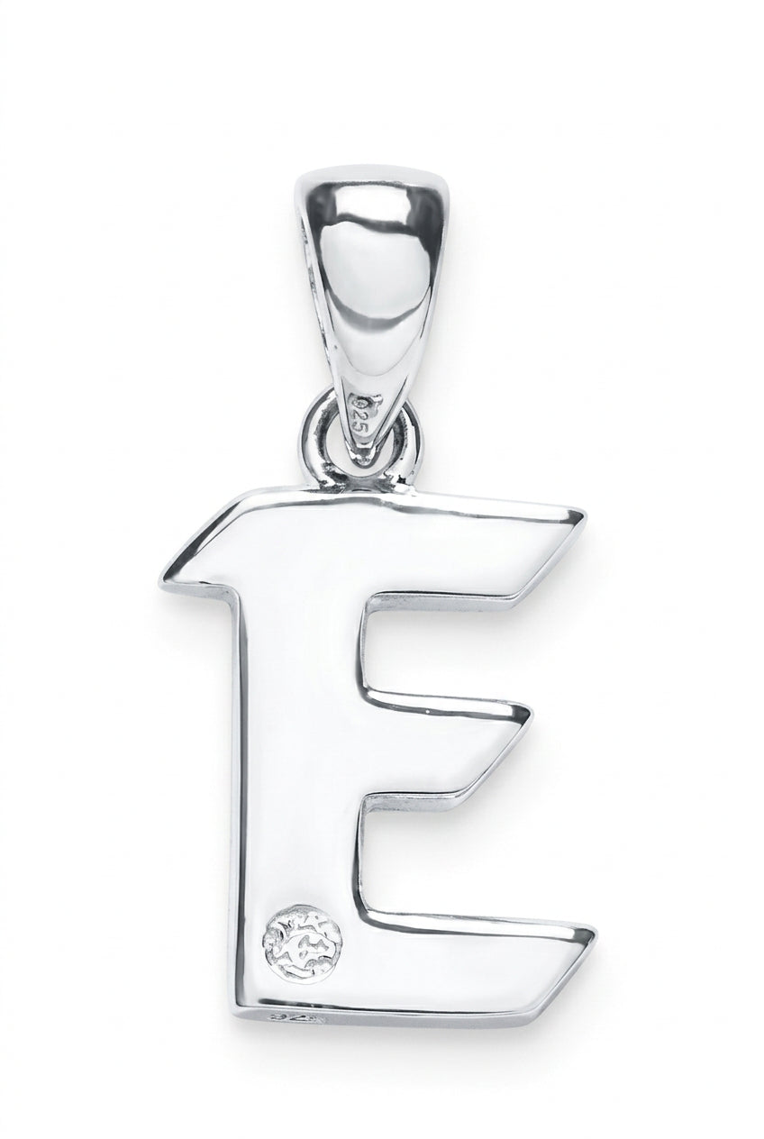 9ct White Gold 0.01ct Diamond E Initial