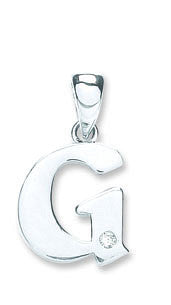 9ct White Gold 0.01ct Diamond G Initial - 9ct Gold