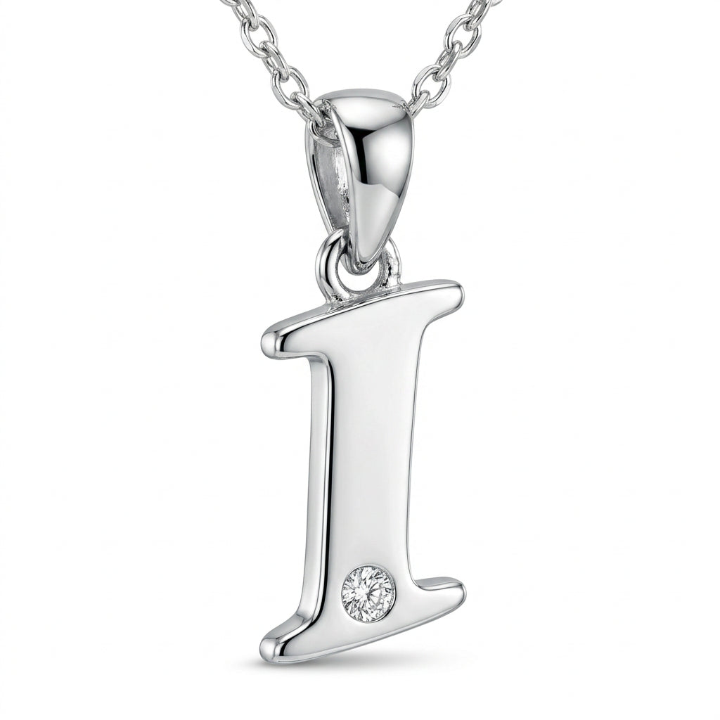 9ct White Gold 0.01ct Diamond I Initial