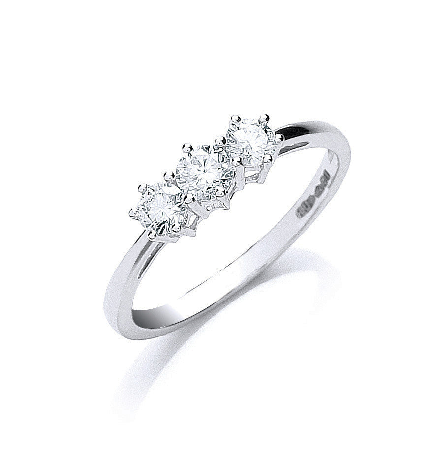 Platinum 0.50ct G/H-VS Brilliant Cut Diamond Trilogy Ring - Platinum