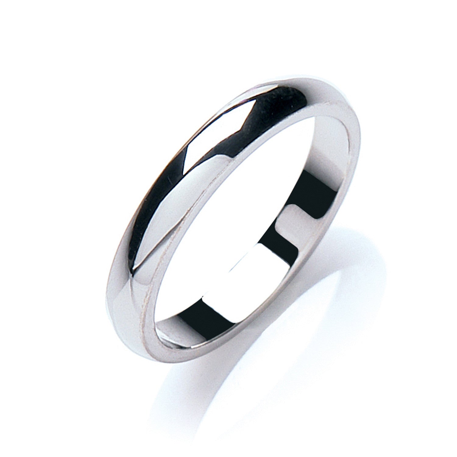 3mm Plain D-Shape Wedding Band - Platinum