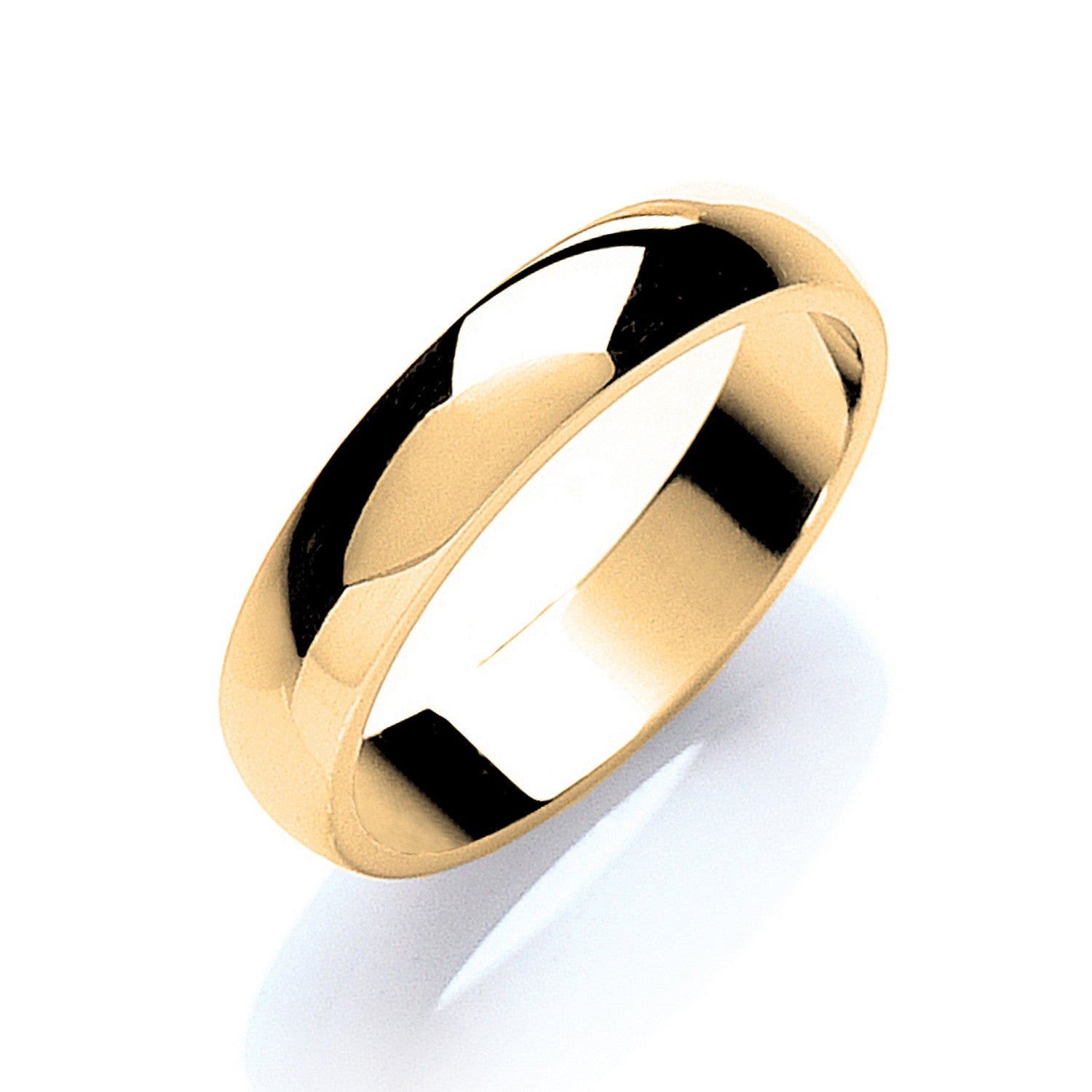 4mm Plain D-Shape Wedding Band - 18ct Gold