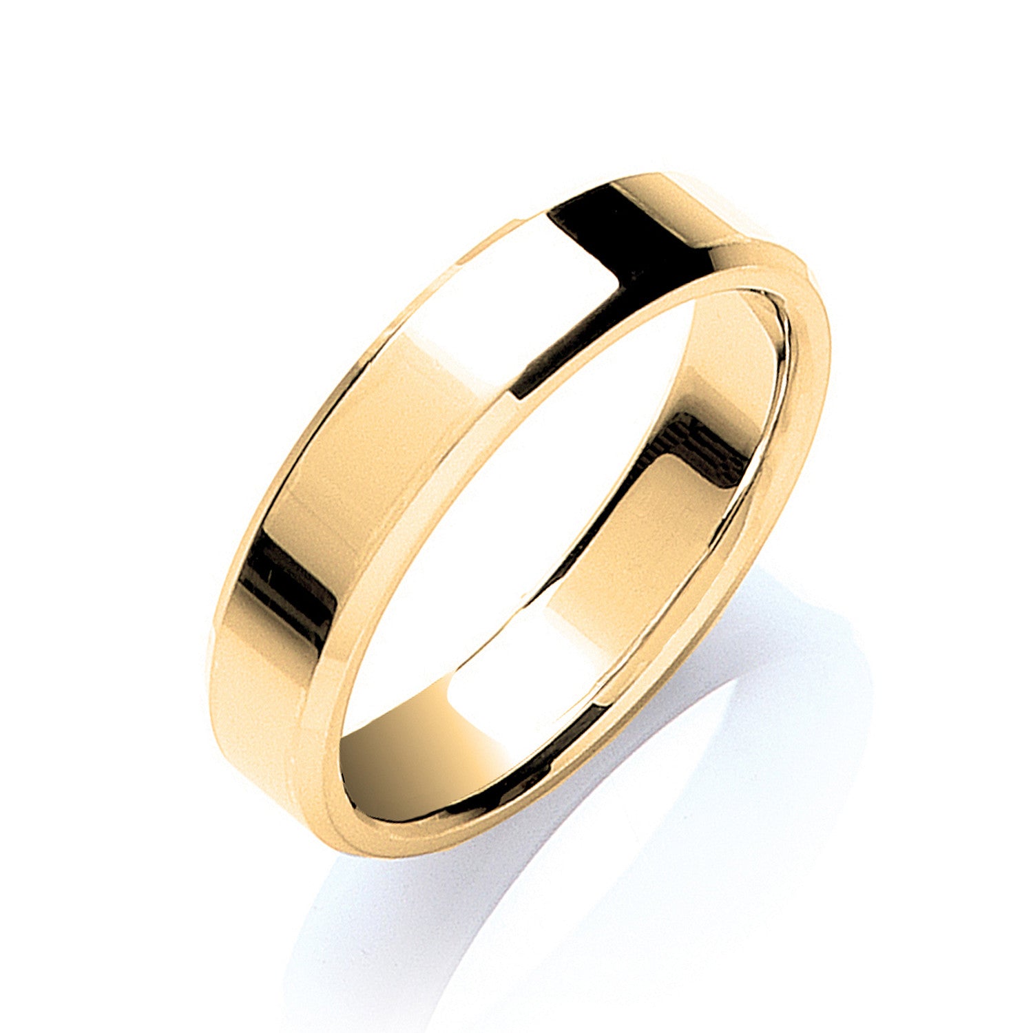 5mm Flat Court Bevelled Edge Wedding Band - Palladium 950