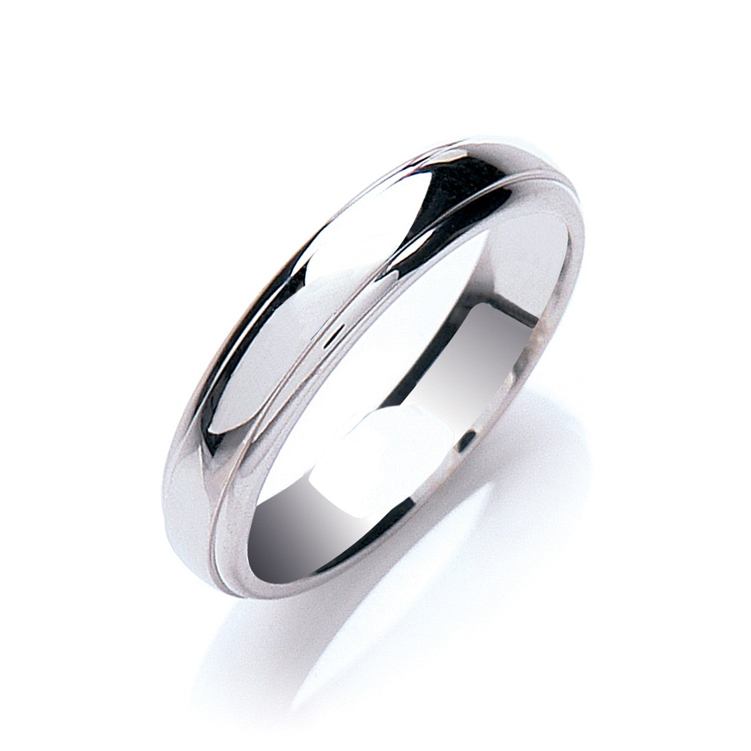 4mm Court Track Edge Wedding Band - Platinum