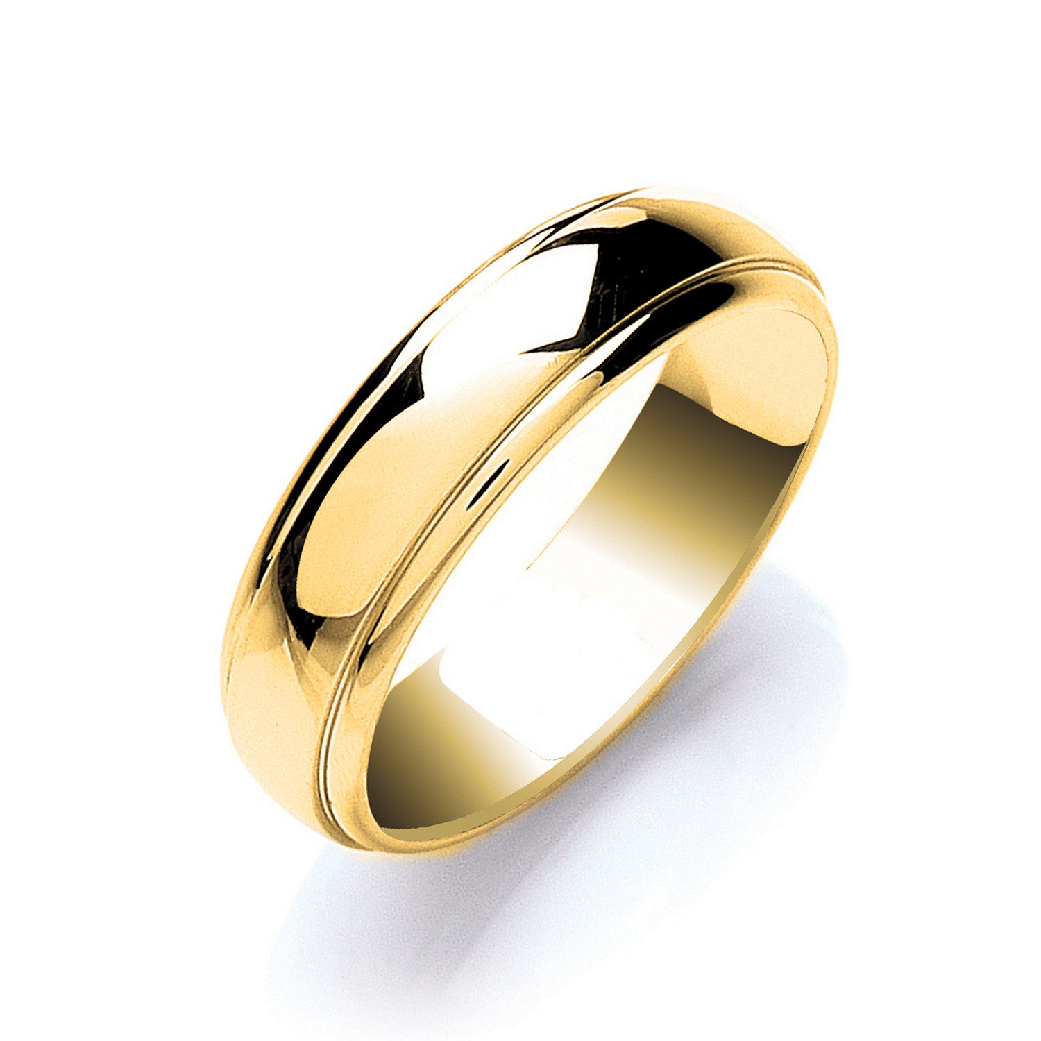 6mm Court Track Edge Wedding Band - Platinum