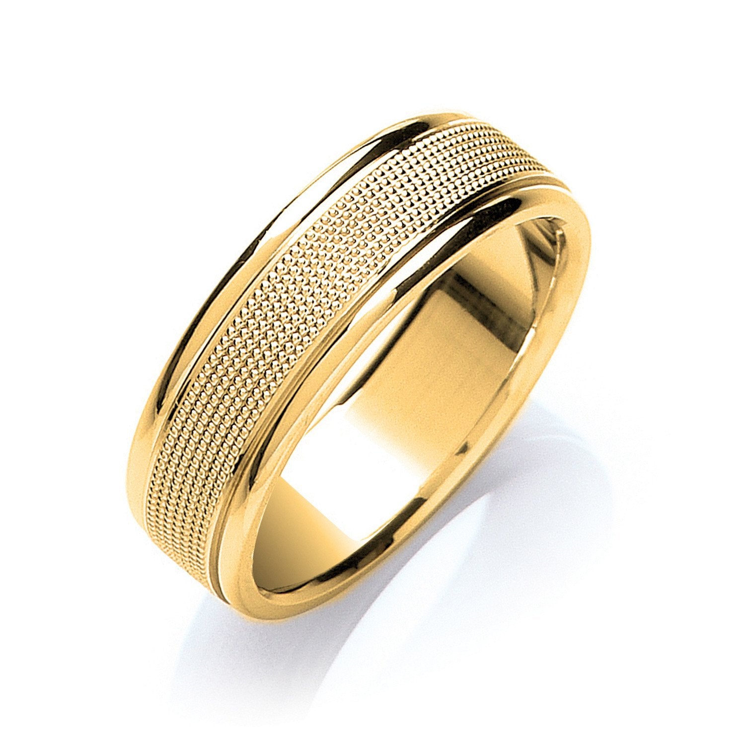 7mm Flat Court Mill Grain Centre Wedding Band