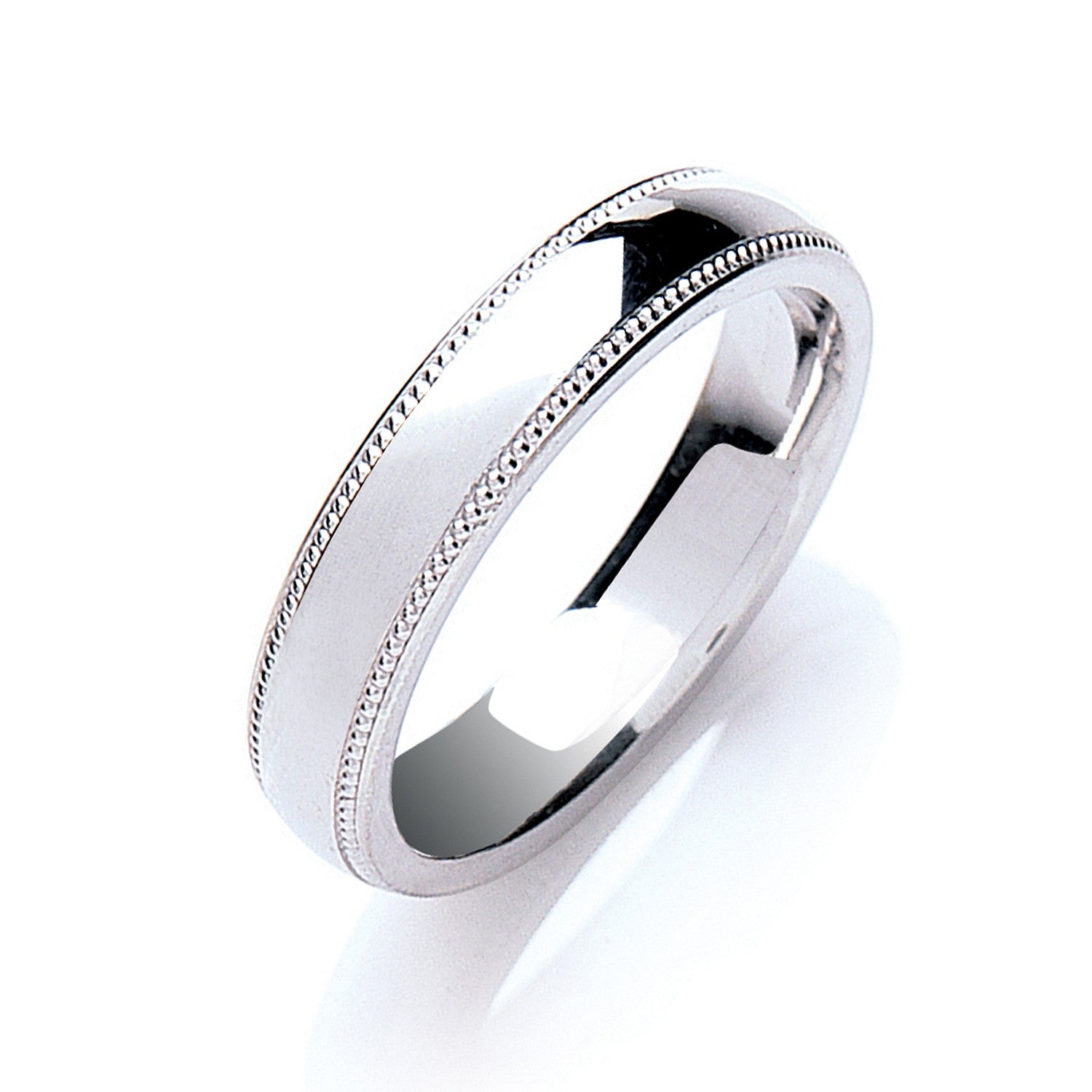 4mm Court Mill Grain Edges Wedding Band - 18ct Gold